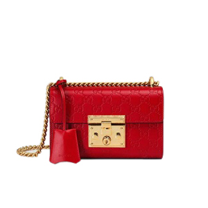 [스페셜오더]GUCCI-409487 9797 구찌 [Padlock] 스몰 오렌지페이던트가죽  GG 수프림 숄더백