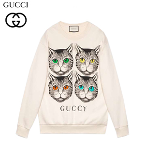 GUCCI-469250 9101 구찌 아이보리 코튼 Mystic Cat 프린트 스웨트셔츠