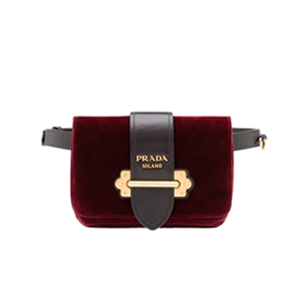 [스페셜오더]PRADA-1BL004 프라다 카이에 스웨이드 송아지 가죽 힙색 와인 