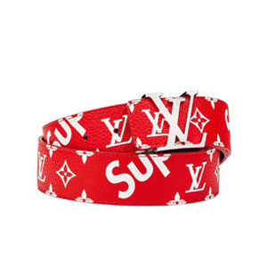 [스페셜오더]LOUIS VUITTON-루이비통 X Supreme 슈프림 콜라보 모노그램 은장 레드 벨트 40MM