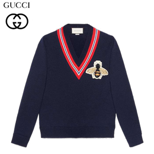 GUCCI-452796 4033 구찌 네이비 울 벌 모양 아플리케 스웨터(남여공용)