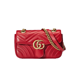 [스페셜오더]GUCCI-446744 5561 구찌 GG 마몽 레드 핑크 메탈릭 마틀라세 쉐브론 가죽 미니 숄더백