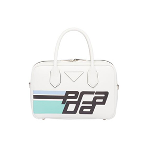 [스페셜오더]PRADA-1BB049 프라다 블랙 송아지 가죽 실크스크린 공룡 로고 미라지 스몰 탑 핸들백