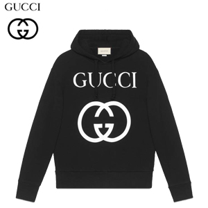 GUCCI-475374 9524 구찌 화이트 코튼 인터로킹 G 장식 후드 스웨트셔츠