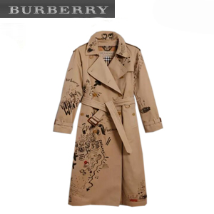 [스페셜오더]BURBERRY-40664191 버버리 스케치 프린트 코튼 개버딘 트렌치코트