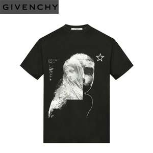 GIVENCHY-BM704Z 지방시 투 페이스 콜럼버스 피트 블랙 저지 티셔츠 남녀공용