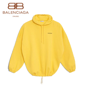 [스페셜오더]BALENCIAGA-528355 발렌시아가 옐로우 코튼 로고 프린트 후드 스웨터