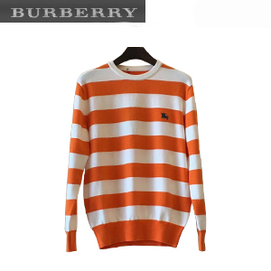 BURBERRY-398755 버버리 화이트 오렌지 체크무늬 스웨터 남성용