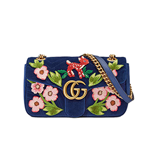 [스페셜오더]GUCCI-443497 4340 구찌 GG 마몽 블루 가죽 스몰 숄더백