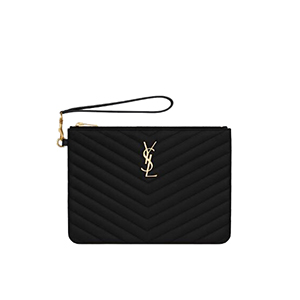 SAINT LAURENT-379039 생 로랑 블랙 실버 마틀라세 모노그램 스몰 파우치 24cm