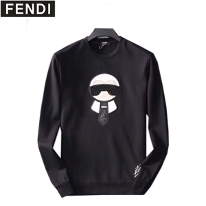 FENDI-FY07915 펜디 그레이 코튼 인레이 장식 스웨트셔츠