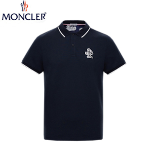 MONCLER-몽클레어 duck 패치 화이트 코튼 폴로 티셔츠