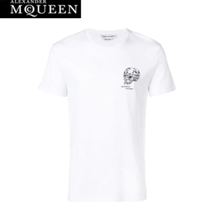 ALEXANDER MCQUEEN-550460 알렉산더 맥퀸 블랙 코튼 스컬 프린트 장식 티셔츠