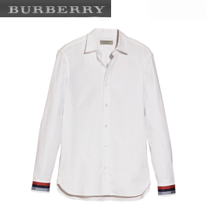 BURBERRYI-40437321 버버리 콘플라워 블루 레지멘탈 커프 디테일 옥스포드 코튼 셔츠 남성용