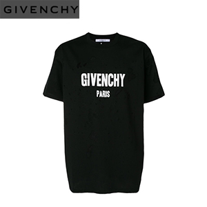 GIVENCHY-17F733 지방시 화이트 로고 프린트 구멍 티셔츠 남녀공용