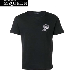 ALEXANDER MCQUEEN-550460 알렉산더 맥퀸 블랙 코튼 스컬 프린트 장식 티셔츠