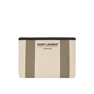 SAINT LAURENT-413055 생로랑 24 rue de l’universit 프린트 디테일 비치 쇼핑 토트 백 블랙/카키