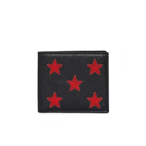 SAINT LAURENT-361320 생 로랑 화이트 별 모양 아플리케 디테일 클래식 생 로랑 반지갑.