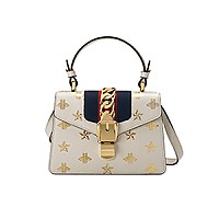 [스페셜오더]GUCCI-470270 8614 구찌 실비 엠브로이더드 플라워 화이트가죽 미니 숄더 백