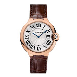 [스페셜오더]Cartier-까르띠에 발롱 블루 드 스틸 핑크다이얼 가죽스트랩 레이디스 워치36mm